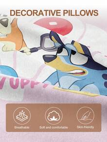 Bluey 1/2/4pcs  Pillow Cover, Soft Decorative Cushion Cover,  Bedding,  And Bingo Pattern Pillowcase, Cartoon Pattern Pillowcase, Includes Pillowcase Only (No Insert), Zipper Closure, Suitable For Sofa, Bedroom, Living Room And Other Home Decor, Soft And Breathable, Skin-Friendly - Baby Pink - View 4