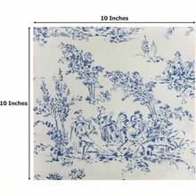 Cloth Napkins - Set Of 12 - Reusable Napkin - Country French Toile Dinner Napkin - Everyday Spring Summer Fall Holiday Party - Soft Absorbent Napkin - 18x18 - Blue - 10" x 10" (Bộ 12 cái) + Xanh lam - Xem 3