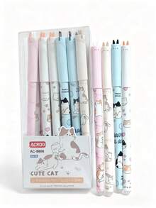 12 Stücke/Box süße Panda Gelschreiber, Cartoon Katze Giraffe geformte löschbare Kugelschreiber, kreative Einhorn Wärme verschwindende Stifte, Kinder Schreib- und Malballstifte - Verschiedenfarbig - Übersicht 13