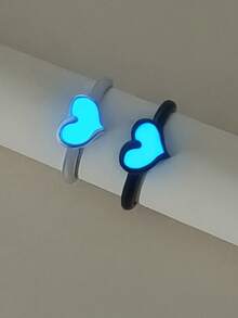 ATLVXJL Bộ 2 chiếc nhẫn đôi/nhẫn tình bạn hình trái tim phát sáng trong bóng tối, thích hợp để đeo hàng ngày và làm quà tặng ngày Valentine. - Nhiều màu - Xem 6
