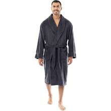 Men's Solid Plush Robe - Cozy Bathrobe For Home Relaxation - Grey - View 2