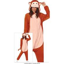 Fiestas Guirca Adult Plush Monkey Costume With Hood For Children For Parties And Celebrations, Available In Multiple Sizes, Ideal For Themed Events And Creative Disguises - Multicolor - View 1