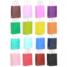 Qiqee 32Packs Paper Bags With Handles Bulk 33x25x13cm Large Gift Bags 16 Different Senior Color Bags Multiple Uses 13x10x5inchLarge Size