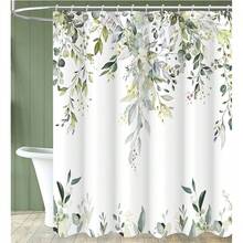 Sage Green Eucalyptus Extra Long Shower Curtain, Watercolor Leaves Plant Spring Floral Waterproof Fabric Machine Washable With Hooks For Bathroom Bathtub Decor 72Wx78H{"Color_name":"GreenWhite","Size_name":"72\"Wx78\"L(Packof1)"} - 多色6 - 查看 1