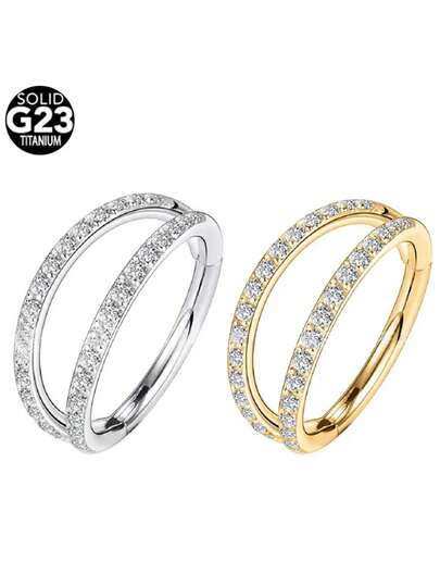 1 pezzo Anello per naso in titanio G23 a doppio strato con zirconia, anello per labbro, cerchio per cartilagine, cerchio chiuso, gioiello per piercing al corpo unisex