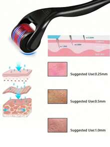 540 针 Derma Roller 微针滚轮，适用于面部、头皮和面部毛发，MTS 空气注射面部滚轮美容工具，适用于美容院/家庭使用、面部护理、圣诞礼物 - 玫瑰紅 - 查看 7