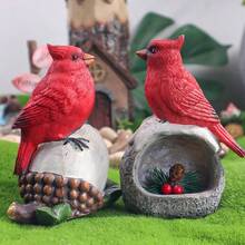 - Figuritas de pjaro cardinal rojo para decoracin del hogar, estatua de resina para oficina, estantera, decoracin de mesa, detalles bonitos y realistas adornos de cardenal en piedra - inicial - Ver 4