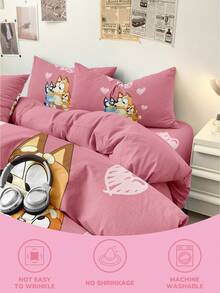 Bluey 布鲁伊2/3件套床上用品套装，布鲁伊床上用品，舒适透气，亲肤，卡通风格被套套装，柔软抗起球，可爱家纺，布鲁伊房间装饰，包含被套和枕套（不含被芯），适用于单人床、双人床、大号床、特大号床，四季皆宜。 - 彩色 - 查看 6