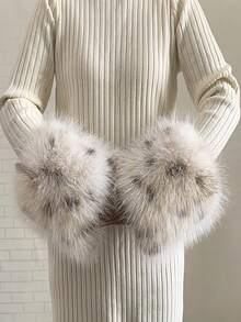 1. Faux Fur Collar & Cuff Set, Warm Faux Fur Scarf, Fluffy Oversized Furry Shawl Wrap For Women In Winter, Suitable For Dresses, Christmas Decoration - Multicolor - View 46