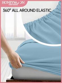 1件超柔软纯色床笠，轻盈如云，9.84英寸/25厘米深口袋，适用于所有尺寸的床——单人床、双人床、大号床、特大号床，居家和宿舍必备，通过Oeko-Tex认证 - 藍色 - 查看 2