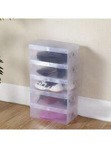 1/6/12 件鞋盒透明设计，带翻盖，可折叠旅行鞋收纳盒，易于清洁，适合高跟鞋、凉鞋和鞋子，鞋子收纳盒 - 白色 - 查看 4