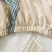 1pc Stretchy Milk Silk Headboard Cover, Full Wrap-Around Design, Minimalist Geometric Pattern, Soft Polyester Fabric, Modern Style Bedroom Furniture Protector, Fits Twin And Full Size Beds