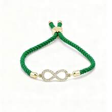 1 件微型镶嵌锆石镀金无限手链，配红绳，情人节或母亲节的幸运礼物