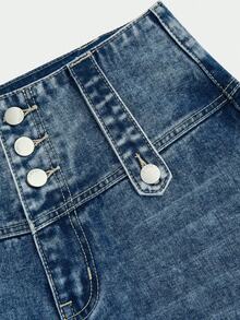 Magic Mia Women's High Waisted Wide Leg Jeans - Vintage Flare Denim Pants With Multi-Button Front & Side Accents | Retro Loose Fit For Streetwear, Casual & Everyday Style - 藍色 - 查看 8