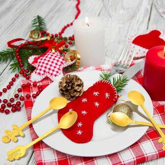 4-Piece Durable Mixing Spoon Suitable For Restaurants, Cafes, Parties, Desserts, Espresso, Milkshakes, Jams, Chocolate, And Milk - The Perfect Christmas Gift