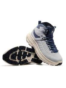 CAMEL CROWN Zapatos casuales deportivos para hombre, zapatos para senderismo de otoño e invierno con acolchado cálido, suela gruesa y elevación, zapatos de algodón reforzado - Gris chip/azul vintage - Ver 3