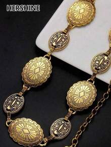 Hershine 1 szt. metalowy pasek damski z łańcuszkiem, w stylu vintage w stylu boho, pasujący do sukienek i garniturów