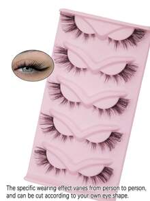 5 对猫眼假睫毛自然交叉睫毛透明带自然纤细睫毛睫毛延长化妆 - 黑色 - 查看 8