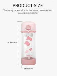 1个380毫升儿童吸管杯，学生水壶，带锁，防尘防漏防震，带刻度和圆形手柄，适合日常居家、户外、学校、幼儿园使用，可爱礼物 - 粉色 - 查看 10