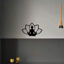 1 Stück Buddha Statue & Lotus Blume Zen Wanddekoration - Moderne Innen-/Außendekoration, Yoga Studio Meditationsraum Akzent - Personalisiertes Einweihungsgeschenk, Keine Elektrizität erforderlich, hochwertige Metallverarbeitung, Kunstwerk, handgefertigt, tolles Geschenk