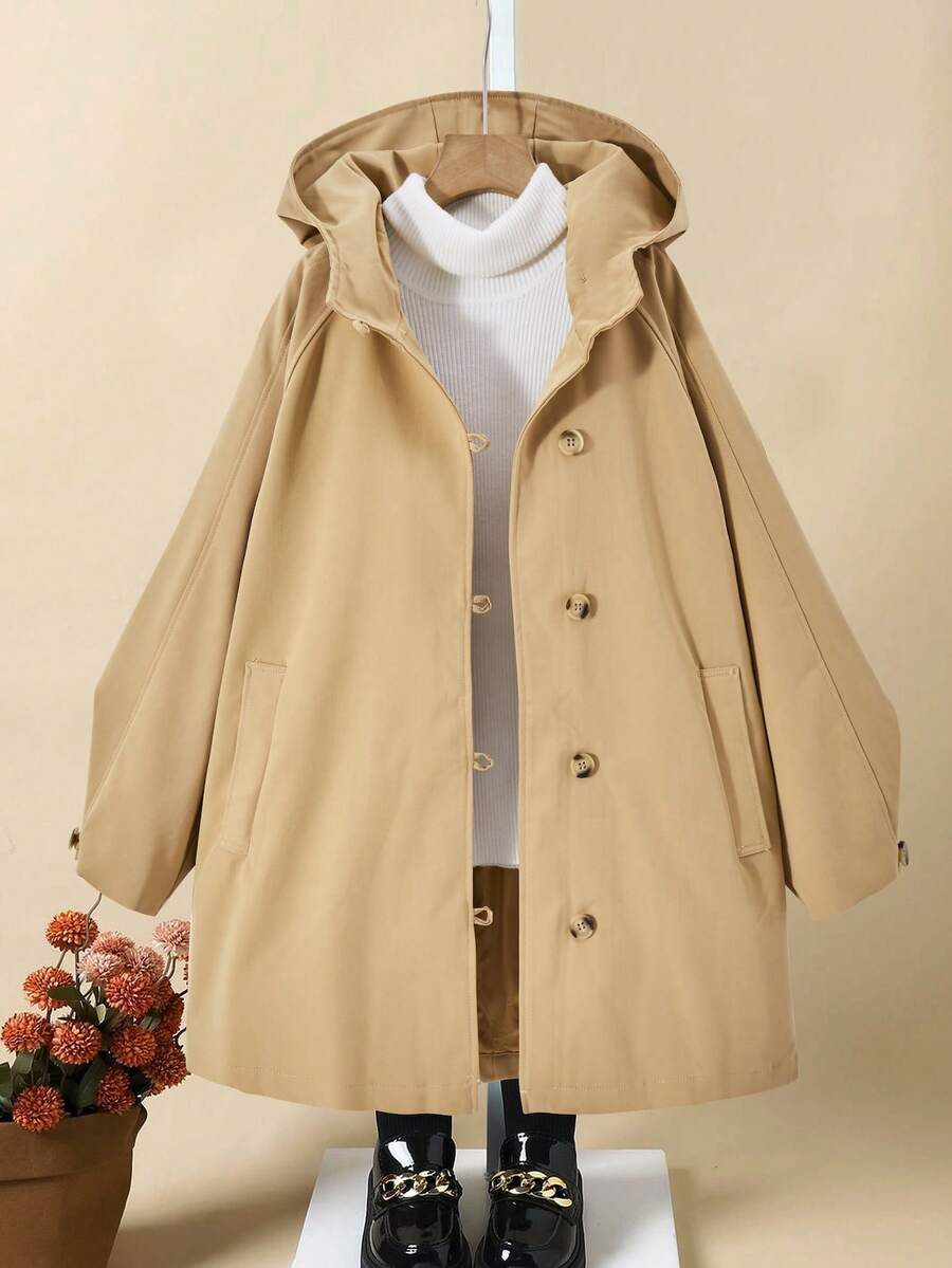 Palton trench britanic cu mânecă lungă, stil universitar, pentru fete, de toamnă și iarnă, stil universitar, cu glugă, mediu spre lung, rezistent la vânt, versatil, la modă, practic, alegere ideală pentru plimbări zilnice în aer liber și ieșiri la petreceri
