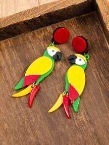 1 Đôi bông tai thiết kế hình con vẹt cổ điển, phong cách thời trang Âu Mỹ, thích hợp đeo hàng ngày - Nhiều màu - Xem 4