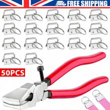 50X Key Fob Hardware Set With Split Rings Pliers For Wristlet Clamp Lanyard UK - Red - View 12