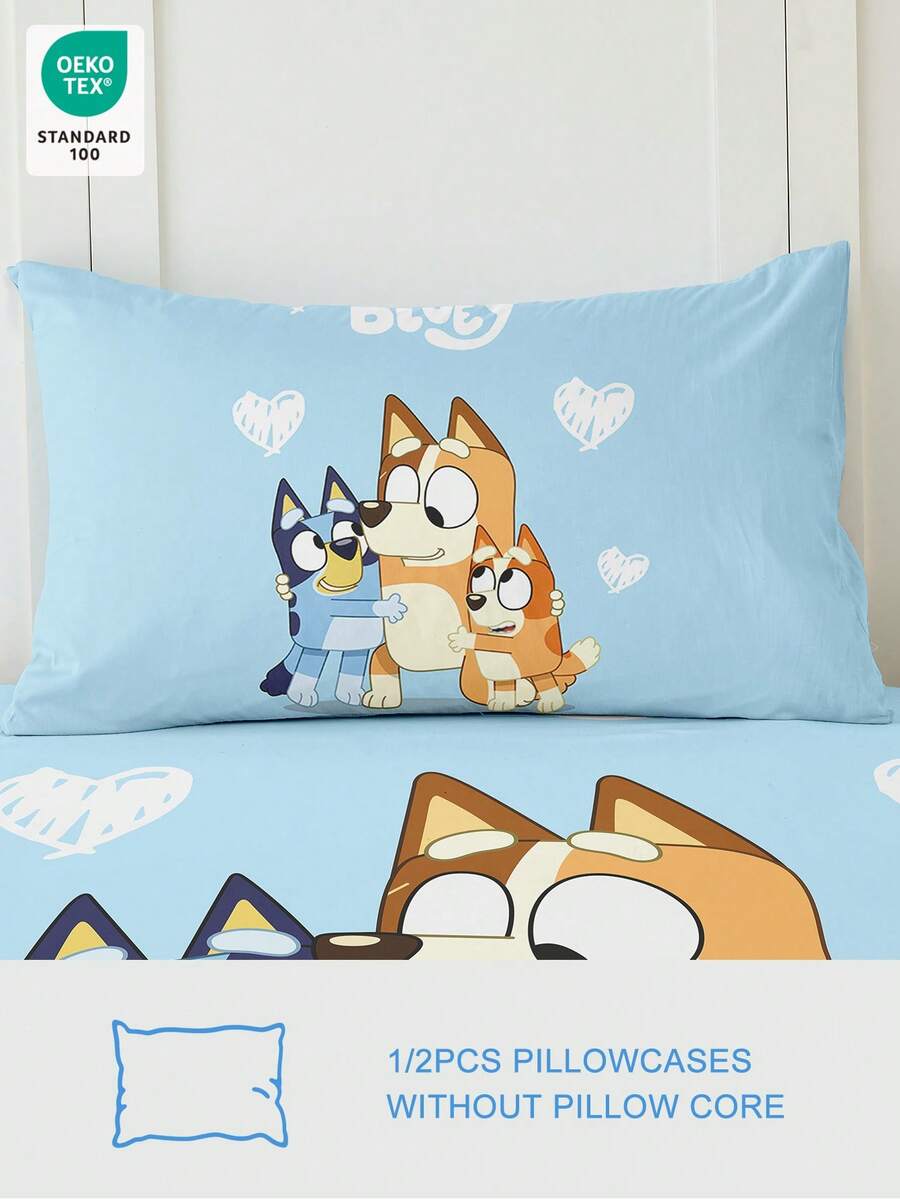 Bluey Bluey 1/2pcs Light Breathable Pillowcase, Blue And White Bluey Cartoon Pattern, Soft Pillow Cover, With Envelope Closure, Wrink-Free, Better For Hair Skin Sleep, Pillow Covers Without Filling For Bedroom, Bedding Supplies Ultra Soft And Breathable, No Filler, Machine Washable, Suitable For Living Room And Household Use, Bedroom Decoration, Autumn Decor, Room Decor, Back To School, School Supplies, Oeko-Tex