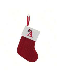 1 szt. Świąteczne dzianinowe skarpety z monogramem, wiszące skarpety z małymi literami świątecznymi, dwustronne skarpety wiszące do kominka, dekoracje na imprezę świąteczną, prezenty na imprezę, upominki na imprezę, spersonalizowana skarpeta z inicjałami, ozdoby choinkowe, ozdoby świąteczne do domu, ozdoby świąteczne do domu, pakiet prezentów świątecznych, dekoracje noworoczne 2026, wystrój domu, wystrój pokoju, zima