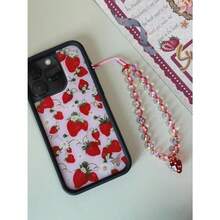 - Correa de pulsera con abalorio para telfono celular, correa universal para telfono celular, bonita correa de mueca, cadena de abalorio, accesorios hechos a mano para bolsas de cmara - Rojo Fresa - Ver 7