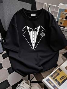 180g pure Cotton Fake Tuxedo Tux Bachelor Party Funny Hipster Cool Prank Shirt Wedding Holiday female Unisex Stretched women Women Top Graphic Tees designer clothes streetwear T-Shirt For Women Casual Summer Casual graphic fashion Breathable - Negro - Ver 3