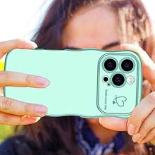For IPhone 16 Pro Max Case Wave Wavy Phone Cases With Love Heart, Luxury Plating Edge Cute Curly Shape Cover For Women Girls, Thin Slim Soft TPU Rubber Shockproof Protective Cover, Light Green{"Color_name":"LightGreen","Size_name":"ForiPhone16ProMax-6.9inch"} - 多色28 - 查看 7