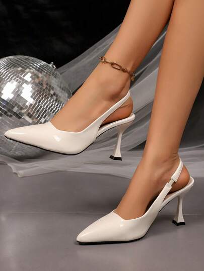 2025 New Arrival Pointed Toe 8.5cm Stiletto High Heel Glossy Leather Party Dance Fashion Sandals For Teenagers