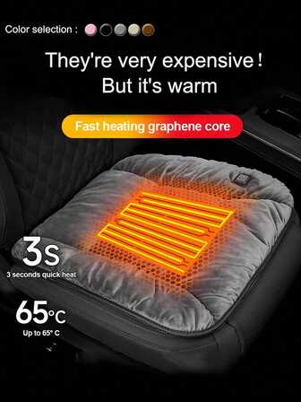 1個 車用シートヒーターシート、ふわふわ暖かいシートカバー、冬用ユニバーサル電気ヒーターパッド
