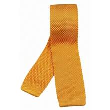 Men's Solid Color Textured Knit Skinny Ties Smart Necktie Square-Cut Finish{"Size_name":"OneSize","Color_name":"BrightYellow"} - Multicolor20 - View 5