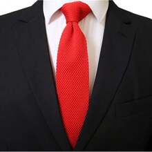 Men's Solid Color Textured Knit Skinny Ties Smart Necktie Square-Cut Finish{"Size_name":"OneSize","Color_name":"HotRed"} - Multicolor25 - View 3