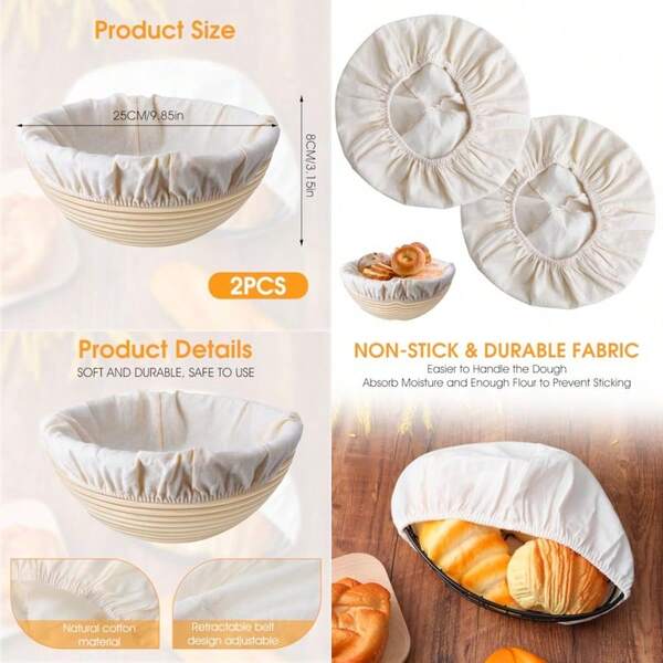 Bread Proofing Basket Cloth Liner Baking Dough Basket Cover Round Liner For Sourdough Bowl Covers For Bread Rising Baking Supplies 10 Inch# SDF B BNNJ