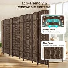 6ft. Tall Extra Wide Folding Privacy Screens With Diamond Double-Weave And Freestanding Room Dividers (Brown, 8-Panel),23023208 - 巧克力棕 - 查看 5