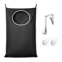 1/2pcs Large Capacity Hanging Dirty Clothes Laundry Bag, Snowflake Oxford Cloth Big Size With Wide Opening And Bottom Zipper, Multi-Functional Storage For Home, School, Office, Comes With 2 Stainless Steel Door Hooks And 2 Adhesive Wall Hooks - Multicolor - View 4