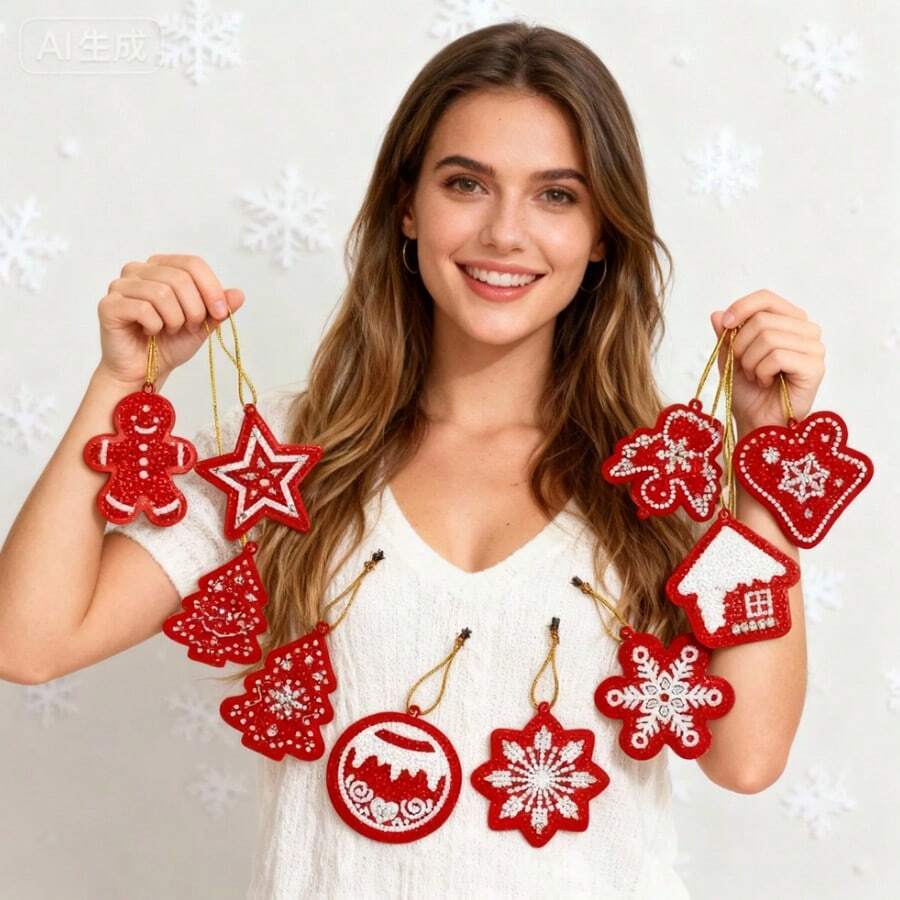 SNA 10 buc 2025 stil nou DIY pictură cu diamant Crăciun brad pandantiv agățat ornament breloc doamnă geantă pandantiv DIY cadouri de Crăciun decorațiuni de Crăciun meșteșuguri DIY pictură cu diamant artă pictură cu diamant artă pictură cu diamant decorațiuni de Crăciun decorațiuni de Halloween