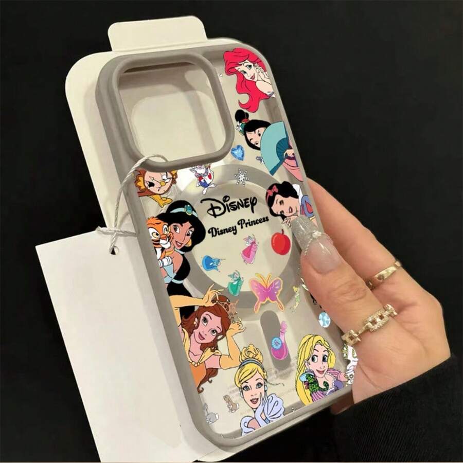 Miniso DISNEY Beautiful Princess Transparent Magnetic Phone Case | Luxurious Anti-Drop Acrylic Cover For IPhone17 Pro Max/17 Pro/17 Air/1716/15/14/13/12/11/X/XS Pro/Pro Max - 灰色 - 查看 1