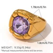 1 件女士克拉复古宝石厚不锈钢 18k 金戒指套装可堆叠时尚戒指套装个性指节手工宝石哥特式复古戒指女士情人节珠宝礼物圣诞珠宝礼物方晶锆石戒指 - 彩色 - 查看 4