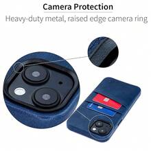 Card Case For  14 Plus With Built-In Metal Plate For Magnetic Mounting & 2 Pockets: Exec M2 Premium Synthetic Leather Wallet Case ( 14 Plus, Navy){"Size_name":"14Plus","Color_name":"Navy"} - Multicolor8 - View 5