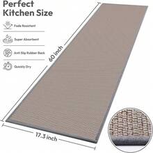 Kitchen Mats For Floor,Kitchen Rug, Nonskid, Washable,Absorbent Kitchen Runner Rug For In Front Of Sink,Entryway,Rubber Backing Indoor Door Mat,Farmhouse Style Standing Mat,17.3"X28",Grey - 灰色 - 查看 2