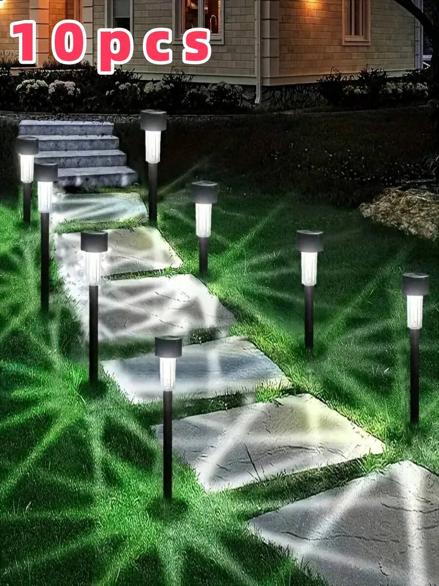 10pcs Solar LED Lights, Outdoor Solar LED Lawn Lights, 35 Milliamperes,Solar Landscape Decorative Lights, Waterproof And Durable. They Are Suitable For Courtyards, Lawns, Paths, Decks, Driveways And Gardens, As Well As For Decorating Festival Parties And Garden Walkways. - ánh sáng trắng - Xem 1
