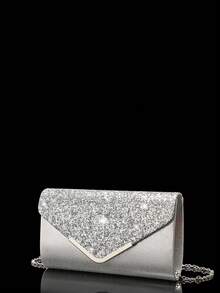 Women's Rhinestone Jewelry Sparkling Luxury Rhinestone Jewelry Set Sparkling Necklace Earrings Bracelet Set Silver Sparkling Glitter V-Shaped Metal Flip Envelope Bag Fashion Banquet Bag Handbag Wallet Handbag Elegant Handbag Banquet Bag Handbag Women's Ball Handbag Women's Bridal Banquet Bag Ball Handbag Metal Chain Handbag Wedding Party Handbag Cocktail Party Wedding New Wallet Banquet Bag