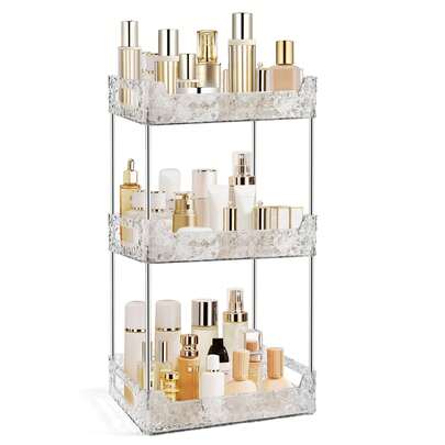 Acrylic Multipurpose Clear Storage Organizer - Multi-Layer Desktop Shelf, Easy To Install, Great For Home And Bathroom Decor, Makeup And Cologne Storage