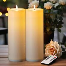 Homemory 4" X 12" Waterproof Outdoor Flameless Candles Battery Operated LED Large Pillar Candles With Remote And Timer For Indoor Outdoor Lanterns, Long Lasting, White, Set Of 2 - White - View 1