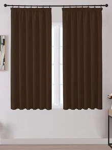 VEHEDE Bộ 2 rèm cửa cản sáng màu be cho hệ thống thanh treo rèm, rèm ngắn, rèm phòng ngủ mờ, rèm có diềm xếp ly. - màu nâu - Xem 30