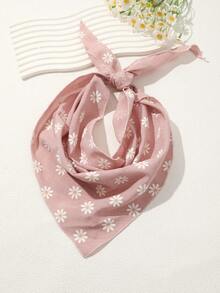 1Pc Vintage Daisy Kerchief Trio - Blush Pink, Wine Red & Khaki Triangle Scarves With Adjustable Bow Ties For Women's Bohemian Style, Spring Picnic Hair Accessories Headbands For Women Warm Hair Bands Women Bandanas Women Scarf - Multicolor - View 11